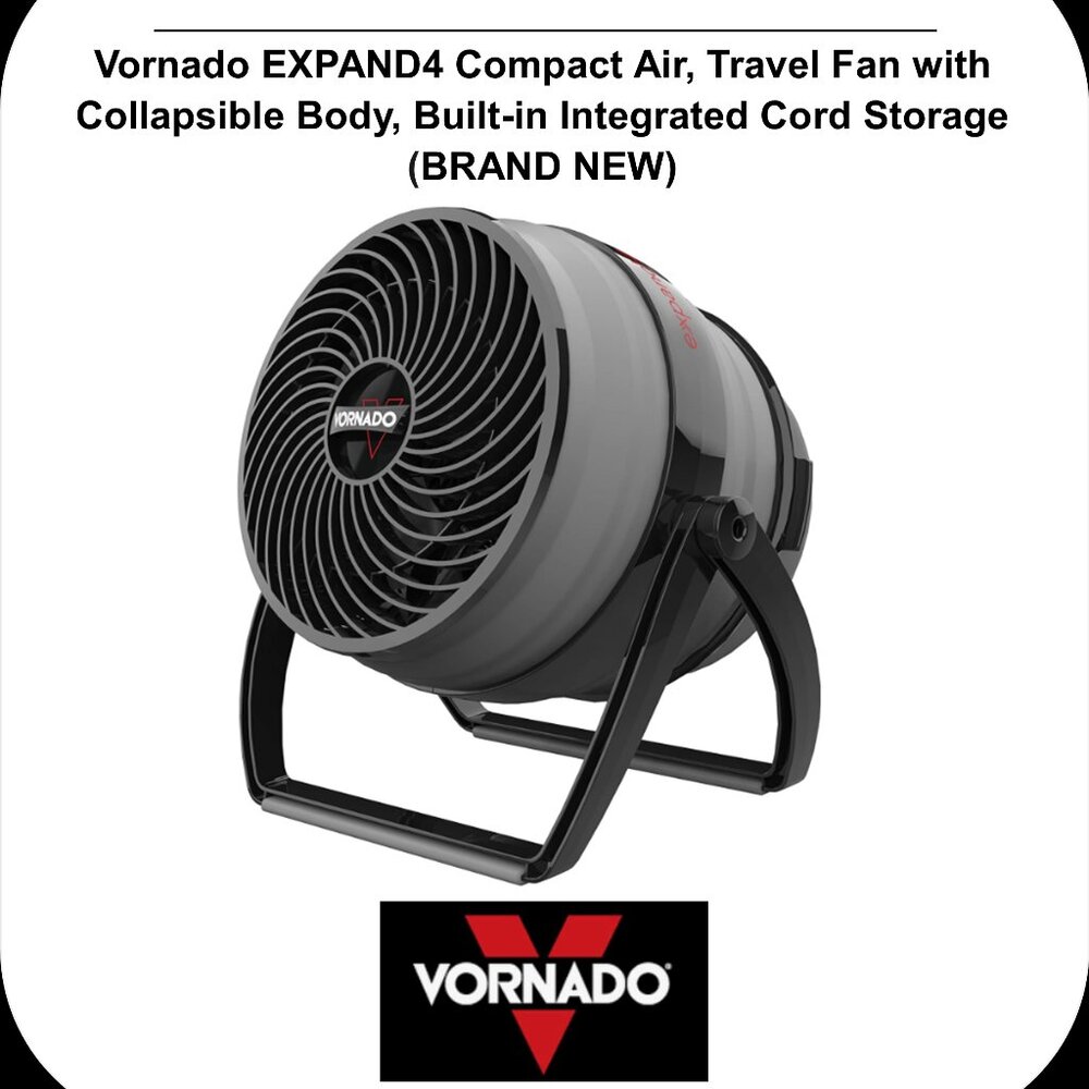 Vornado EXPAND4 Compact Travel Fan,Collapsible Body, Built-in Handle (BRAND NEW)